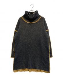 ISSEY MIYAKE（イッセイミヤケ）の古着「裾スリットハイネックニット」｜ブラック×ベージュ