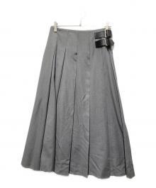 Mila Owen（ミラオーウェン）の古着「バックル付きOneWAYプリーツスカート」｜グレー