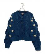 Sea Room lynnシールームリン）の古着「NPL HMシェルケーブルflowerカーデ」｜ネイビー