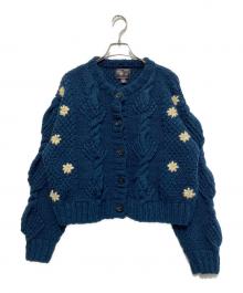 Sea Room lynn（シールームリン）の古着「NPL HMシェルケーブルflowerカーデ」｜ネイビー