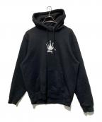 stussyステューシー）の古着「クラウンロゴプリントパーカー」｜ブラック