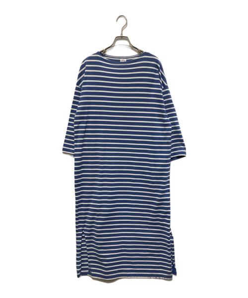 ORCIVAL（オーシバル）ORCIVAL (オーシバル) コットン ワイドボートネックワンピース ブルー×ホワイト サイズ:1の古着・服飾アイテム