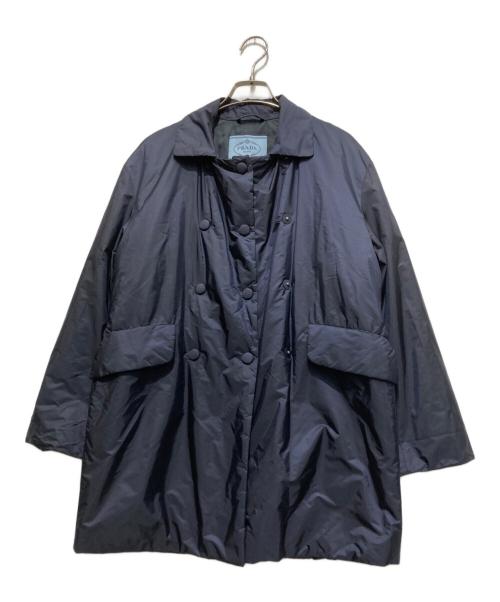 PRADA（プラダ）PRADA (プラダ) ダブルブレストナイロンコート ネイビー サイズ:38の古着・服飾アイテム