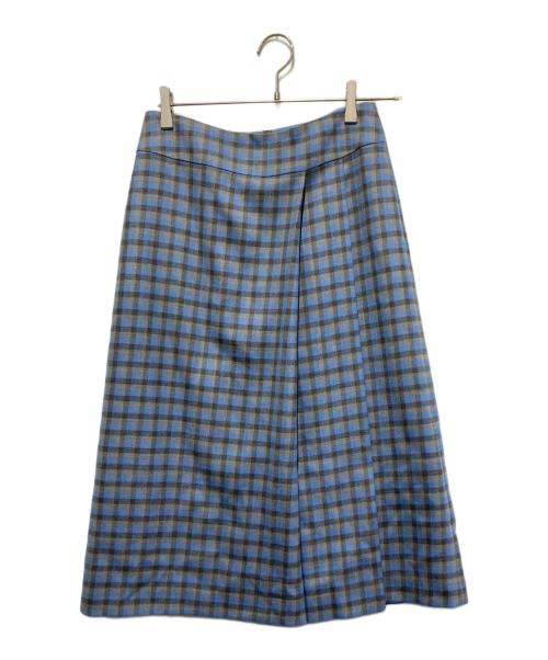 DRAWER（ドゥロワー）DRAWER (ドゥロワー) チェックウールスカート グレー×ブルー サイズ:36の古着・服飾アイテム