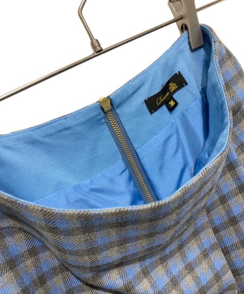 DRAWER（ドゥロワー）DRAWER (ドゥロワー) チェックウールスカート グレー×ブルー サイズ:36の古着・服飾アイテム