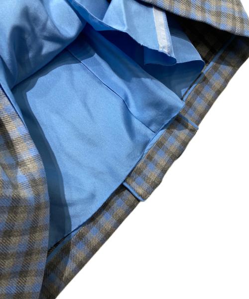 DRAWER（ドゥロワー）DRAWER (ドゥロワー) チェックウールスカート グレー×ブルー サイズ:36の古着・服飾アイテム