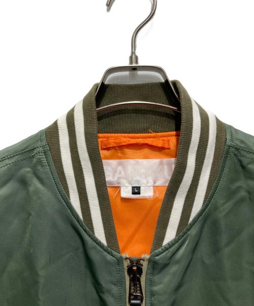 GANRYU（ガンリュウ）GANRYU (ガンリュウ) MA-1ジャケット グリーン×ホワイト サイズ:Lの古着・服飾アイテム
