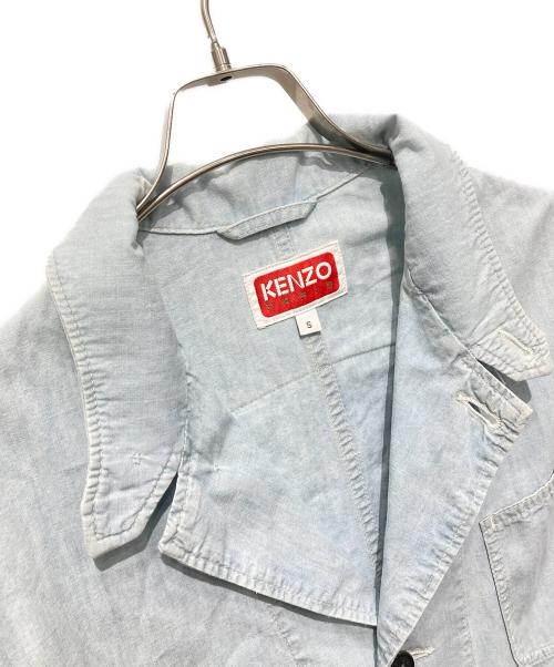 KENZO（ケンゾー）KENZO (ケンゾー) バックロゴパッチ デニム ワークジャケット ブルー サイズ:Sの古着・服飾アイテム