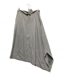 Ujoh（ウジョー）の古着「ワンショルダーストライプロングスカート」｜グレー