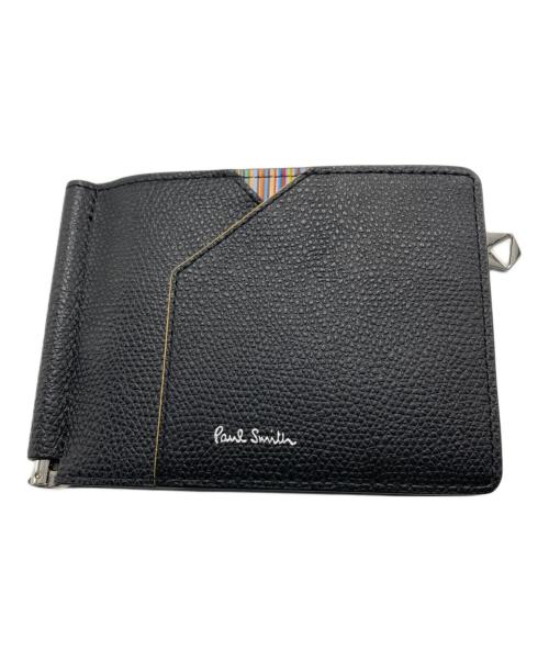 PAUL SMITH（ポールスミス）Paul Smith (ポールスミス) グレインレザー2つ折り財布 ブラックの古着・服飾アイテム