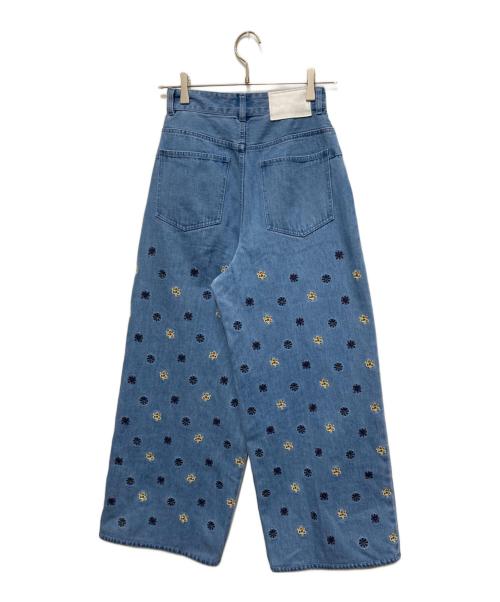 MACPHEE（マカフィー）MACPHEE (マカフィー) ボタニカルエンブロイダリーデニム タックワイドパンツ スカイブルー サイズ:32の古着・服飾アイテム