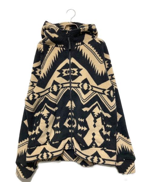 felkod（フィルコッド）felkod (フィルコッド) Ortega Pattern Fleece Parka ブラック サイズ:Lの古着・服飾アイテム