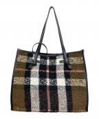 GIANNI CHIARINIジャンニ キアリーニ）の古着「チェックトートバッグ」｜ホワイト×ブラック