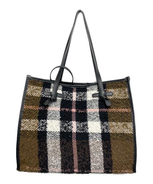 GIANNI CHIARINI（ジャンニ キアリーニ）GIANNI CHIARINI (ジャンニ キアリーニ) チェックトートバッグ ホワイト×ブラックの古着・服飾アイテム