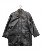 GIANNI VALENTINOジャンニバレンチノ）の古着「レザーコート」｜ブラック
