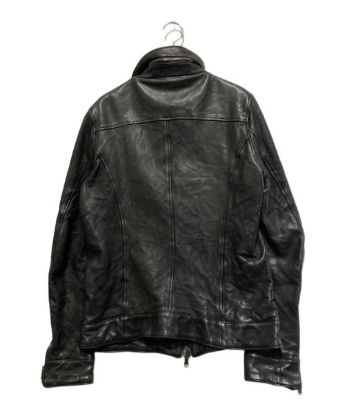 Junhashimoto（ジュンハシモト）junhashimoto (ジュンハシモト) SNAP RIB JERSEY レザージャケット ブラック サイズ:4の古着・服飾アイテム