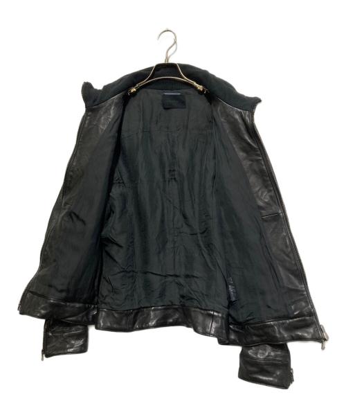 Junhashimoto（ジュンハシモト）junhashimoto (ジュンハシモト) SNAP RIB JERSEY レザージャケット ブラック サイズ:4の古着・服飾アイテム