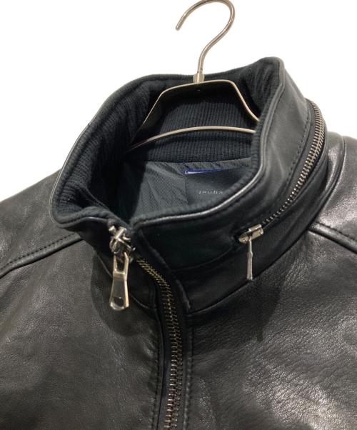 Junhashimoto（ジュンハシモト）junhashimoto (ジュンハシモト) SNAP RIB JERSEY レザージャケット ブラック サイズ:4の古着・服飾アイテム