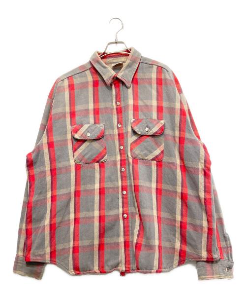 FIVE BROTHER（ファイブブラザー）FIVE BROTHER (ファイブブラザー) ネルシャツ レッド×ライトグレー サイズ:3XLの古着・服飾アイテム