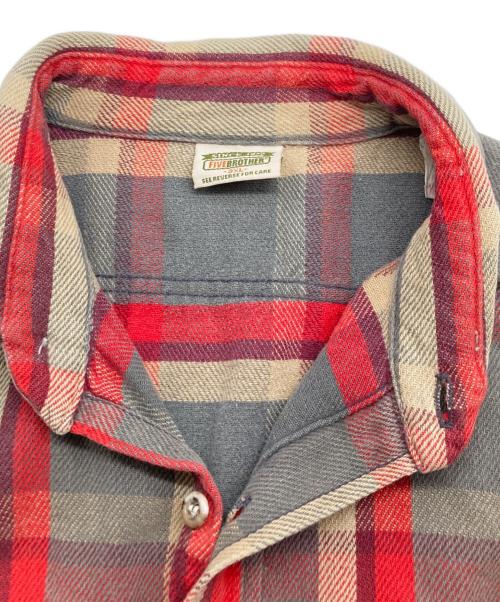 FIVE BROTHER（ファイブブラザー）FIVE BROTHER (ファイブブラザー) ネルシャツ レッド×ライトグレー サイズ:3XLの古着・服飾アイテム