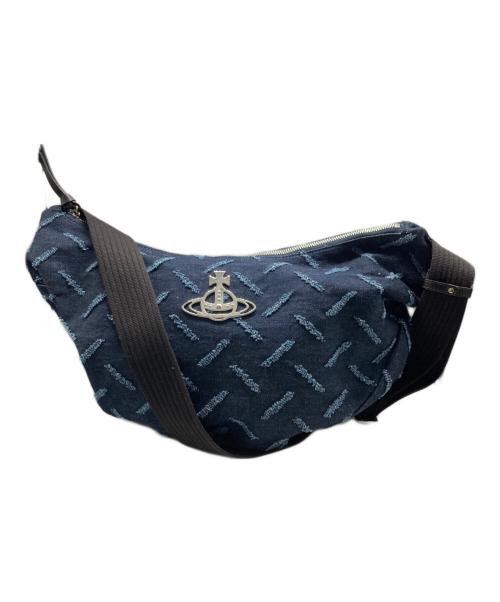 Vivienne Westwood（ヴィヴィアンウエストウッド）Vivienne Westwood (ヴィヴィアンウエストウッド) RIPPED DENIM CLARA ショルダーバッグ ネイビーの古着・服飾アイテム