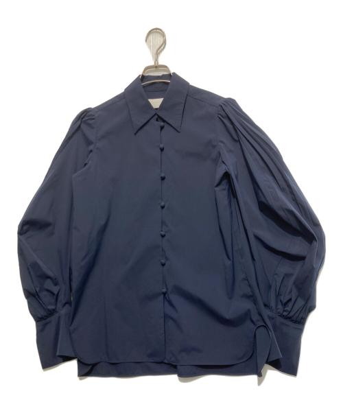 Mame Kurogouchi（マメクロゴウチ）mame kurogouchi (マメクロゴウチ) Curved Pleated Shirt ネイビー サイズ:2の古着・服飾アイテム