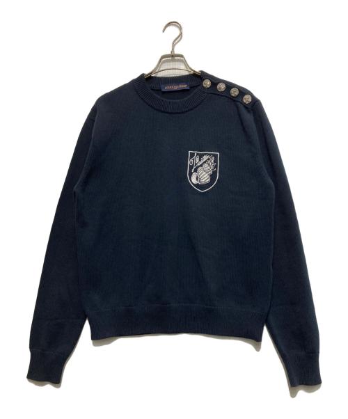 LOUIS VUITTON（ルイ ヴィトン）LOUIS VUITTON (ルイ ヴィトン) フロント刺繍ニット ネイビー サイズ:Mの古着・服飾アイテム