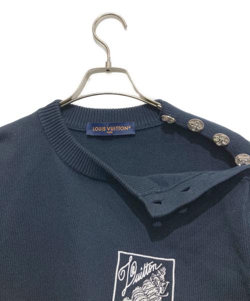LOUIS VUITTON（ルイ ヴィトン）LOUIS VUITTON (ルイ ヴィトン) フロント刺繍ニット ネイビー サイズ:Mの古着・服飾アイテム