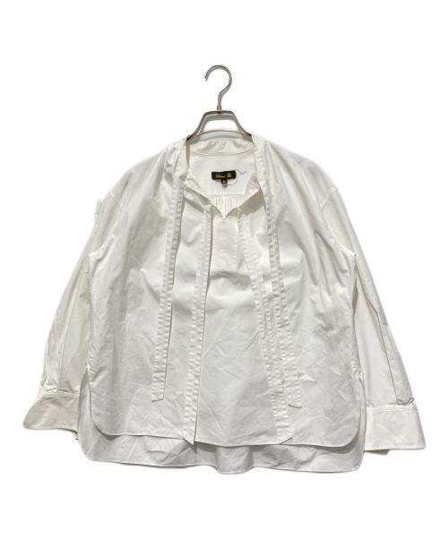 DRAWER（ドゥロワー）DRAWER (ドゥロワー) コットンブロードダブルリボンブラウス ホワイト サイズ:38の古着・服飾アイテム