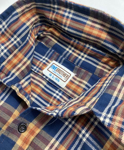 FIVE BROTHER（ファイブブラザー）FIVE BROTHER (ファイブブラザー) チェックシャツ イエロー×ネイビー サイズ:Lの古着・服飾アイテム