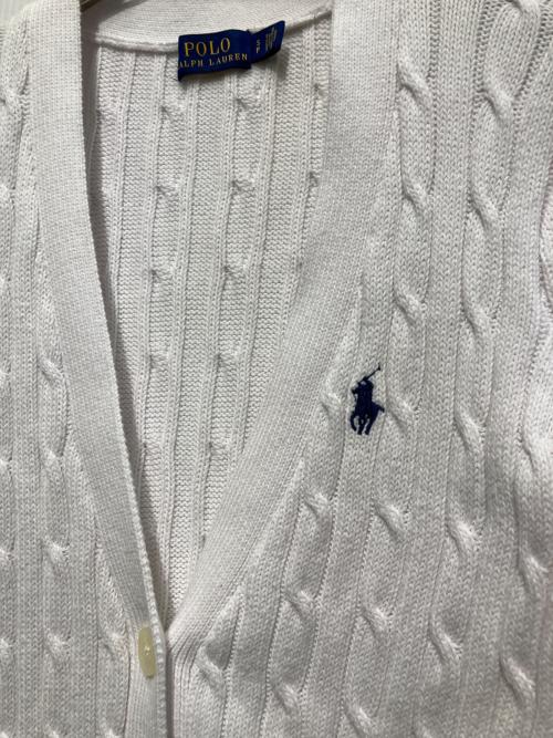 POLO RALPH LAUREN（ポロ・ラルフローレン）POLO RALPH LAUREN (ポロ・ラルフローレン) ケーブルカーディガン ホワイト サイズ:Sの古着・服飾アイテム