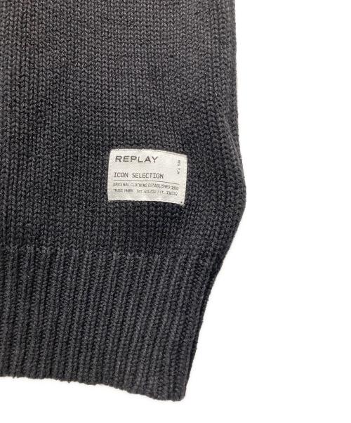 REPLAY（リプレイ）REPLAY (リプレイ) コットンウォッシュラグランスリーブセーター ブラック サイズ:Mの古着・服飾アイテム