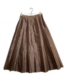 DRAWER（ドゥロワー）の古着「ナイロン タフタ プリーツ ロング スカート」｜ブラウン
