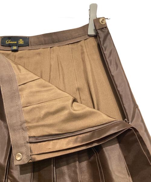 DRAWER（ドゥロワー）DRAWER (ドゥロワー) ナイロン タフタ プリーツ ロング スカート ブラウン サイズ:38の古着・服飾アイテム