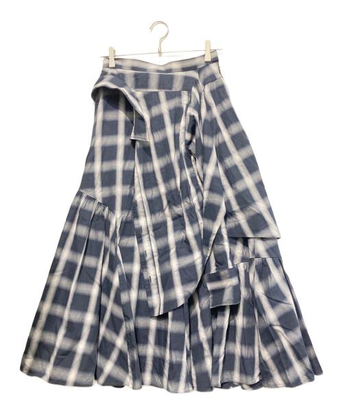 furfur（ファーファー）furfur (ファーファー) シャツドッキングチェックスカート ネイビー×ホワイト サイズ:SIZE ONEの古着・服飾アイテム