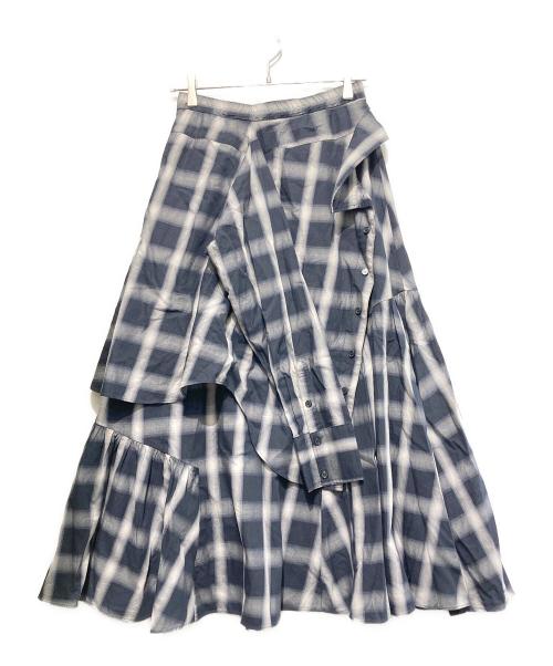 furfur（ファーファー）furfur (ファーファー) シャツドッキングチェックスカート ネイビー×ホワイト サイズ:SIZE ONEの古着・服飾アイテム