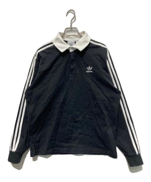 adidas（アディダス）adidas (アディダス) アディカラーラグビーポロシャツ ブラック サイズ:Mの古着・服飾アイテム