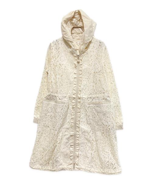 Super Beauty（スーパービューティ）Super Beauty (スーパービューティ) レースナイロン切り替えフーデットコート ホワイト サイズ:40の古着・服飾アイテム