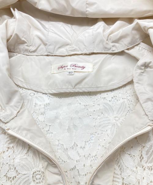 Super Beauty（スーパービューティ）Super Beauty (スーパービューティ) レースナイロン切り替えフーデットコート ホワイト サイズ:40の古着・服飾アイテム