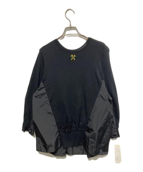 Super Beauty（スーパービューティ）Super Beauty (スーパービューティ) ナイロン切替ビジューカットソー ブラック サイズ:40 未使用品の古着・服飾アイテム