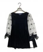 M'S GRACYエムズグレイシー）の古着「フラワー刺繍切替ブラウス」｜ブラック