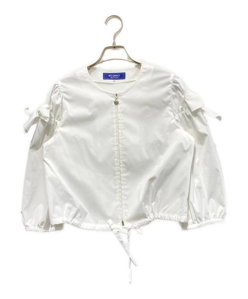 M'S GRACY（エムズグレイシー）M'S GRACY (エムズグレイシー) リボンブルゾン ホワイト サイズ:38の古着・服飾アイテム