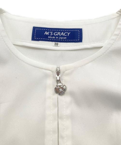 M'S GRACY（エムズグレイシー）M'S GRACY (エムズグレイシー) リボンブルゾン ホワイト サイズ:38の古着・服飾アイテム