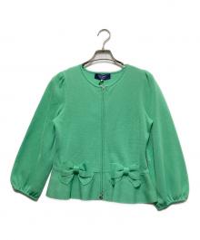 M'S GRACY（エムズグレイシー）の古着「リボンペプラムダブルジップアップカーディガン」｜黄緑