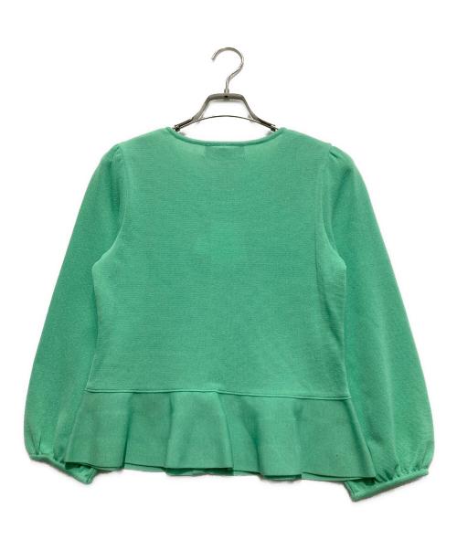 M'S GRACY（エムズグレイシー）M'S GRACY (エムズグレイシー) リボンペプラムダブルジップアップカーディガン 黄緑 サイズ:38の古着・服飾アイテム