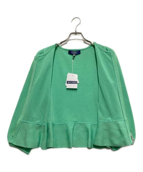 M'S GRACY（エムズグレイシー）M'S GRACY (エムズグレイシー) リボンペプラムダブルジップアップカーディガン 黄緑 サイズ:38の古着・服飾アイテム