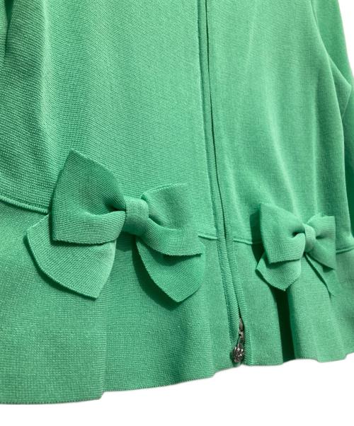 M'S GRACY（エムズグレイシー）M'S GRACY (エムズグレイシー) リボンペプラムダブルジップアップカーディガン 黄緑 サイズ:38の古着・服飾アイテム