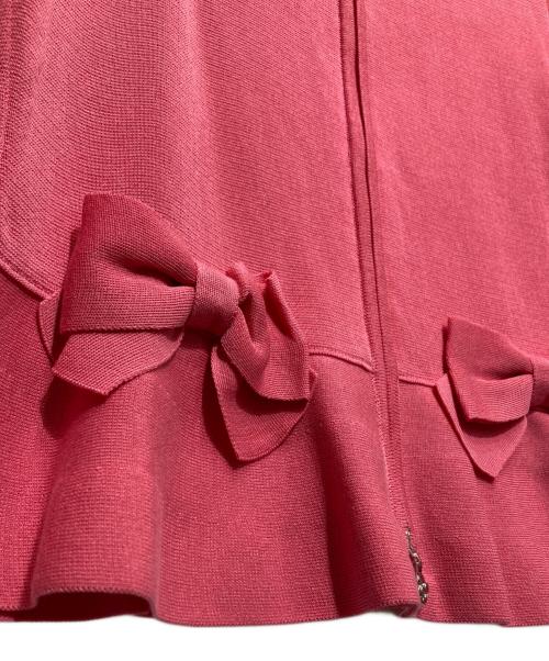 M'S GRACY（エムズグレイシー）M'S GRACY (エムズグレイシー) リボンペプラムダブルジップアップカーディガン ピンク サイズ:38の古着・服飾アイテム