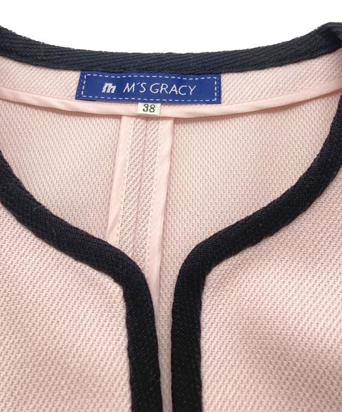 M'S GRACY（エムズグレイシー）M'S GRACY (エムズグレイシー) ノーカラージャケット ピンク サイズ:38の古着・服飾アイテム