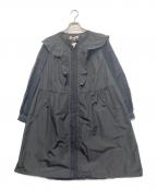 Super Beautyスーパービューティ）の古着「袖レースデザインショルダー フリルコート」｜ブラック